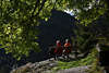 004557_Wandererbank Touristen-Paar geniessen grne Natur Iseltal Bergausblick