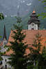105854_Hallstatter Kirchen Trme Fotos thronend ber Hallsttter See Wasser Terassenhuser und Hausdcher am Berghang
