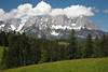 1300180_Wilder Kaiser Panoramafoto ber Bergwiesen Bume Landschaftsbild Alm Bauernhof in Naturidyll der Alpen