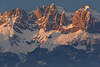 Kaisergebirge Alpenglhen Panorama Naturfoto Gipfelfelsen in Schnee Winter Romantik Abendsonne