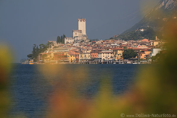 Malcesine lake Garda abstract waterscape art italian city romantic skyline