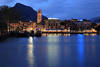Riva Garda Lake city photo blue waterscape nightly lights romantic mood harbor tower mount skyline