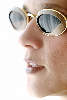 Face in designer eyepiece glasses lips Incognito beauty girl