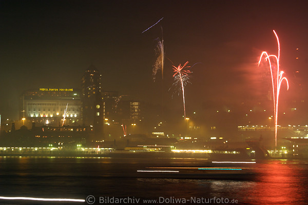 fireworks New Year in Hamburg at Elba