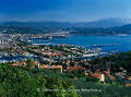 La Spezia bay port photo in sunlight blue skyline ligurian riviera sea-coast picture, Golf of Genua industry and tourism ships