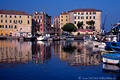 Savona harbor blue waterscape art photo Cruise city buldings sights Mar Ligure, Mediterranean, Italy 