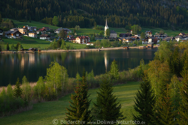 Techendorf am Weissensee Wasser Panorama Abendidylle