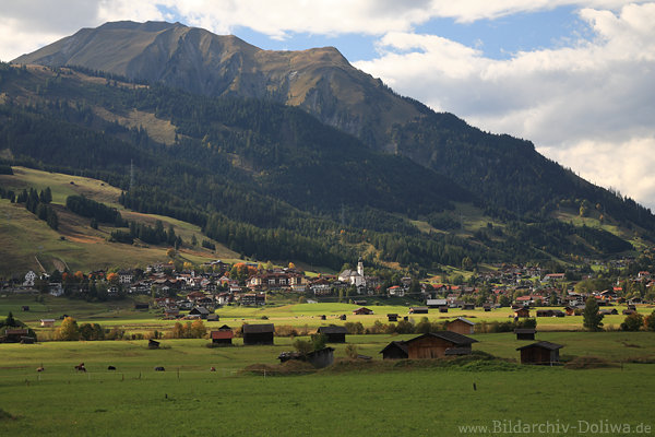 Herbstallee Bergdorf Lermoos Loisach Naturfarben am Moos Berge Foto Gipfelsicht