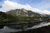 810072_ Weidachsee Foto aus Leutasch, Wolken ber Berg Spiegelung im Wasser, Berglandschaft Naturfoto