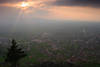 Dornbirn Panoramabild bei Sonnenuntergang vom Karren Berg Reise Fotografie von oben