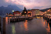 Port Torbole panorama lake Garda city twilight romantic waterscape mountains view nightly photo
