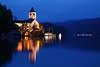 St. Wolfgang See Romantik Nacht Blauwasser Kirche Lichter in Wolfgangsee